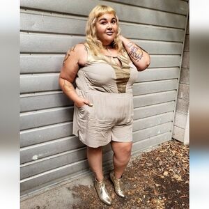 Her Universe Wonder Woman gold faux leather trim romper jumpsuit